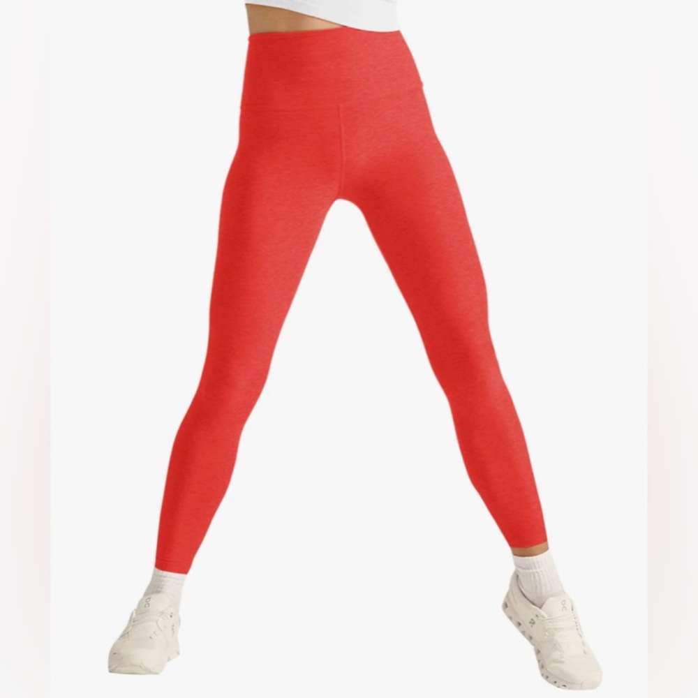 Beyond Yoga Spacedye Caught in the Midi High Waisted Legging Red Heather Large